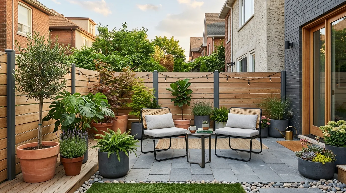 Low Modern Fence in a Compact Backyard